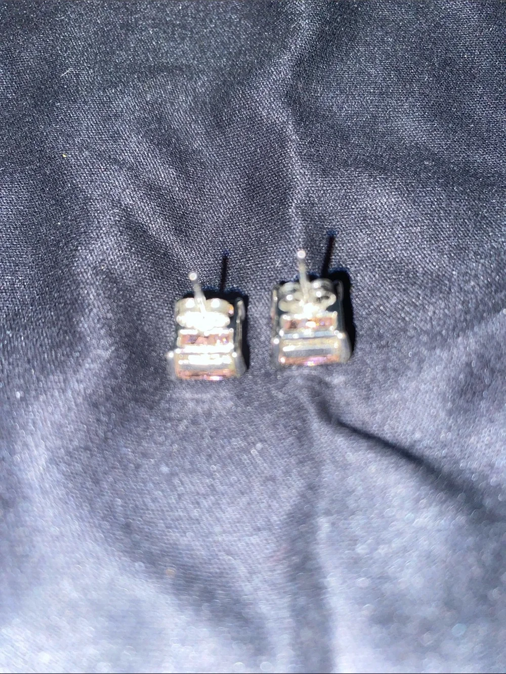 Square Pink Crystal Stud Earrings